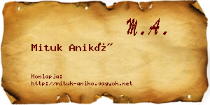 Mituk Anikó névjegykártya
